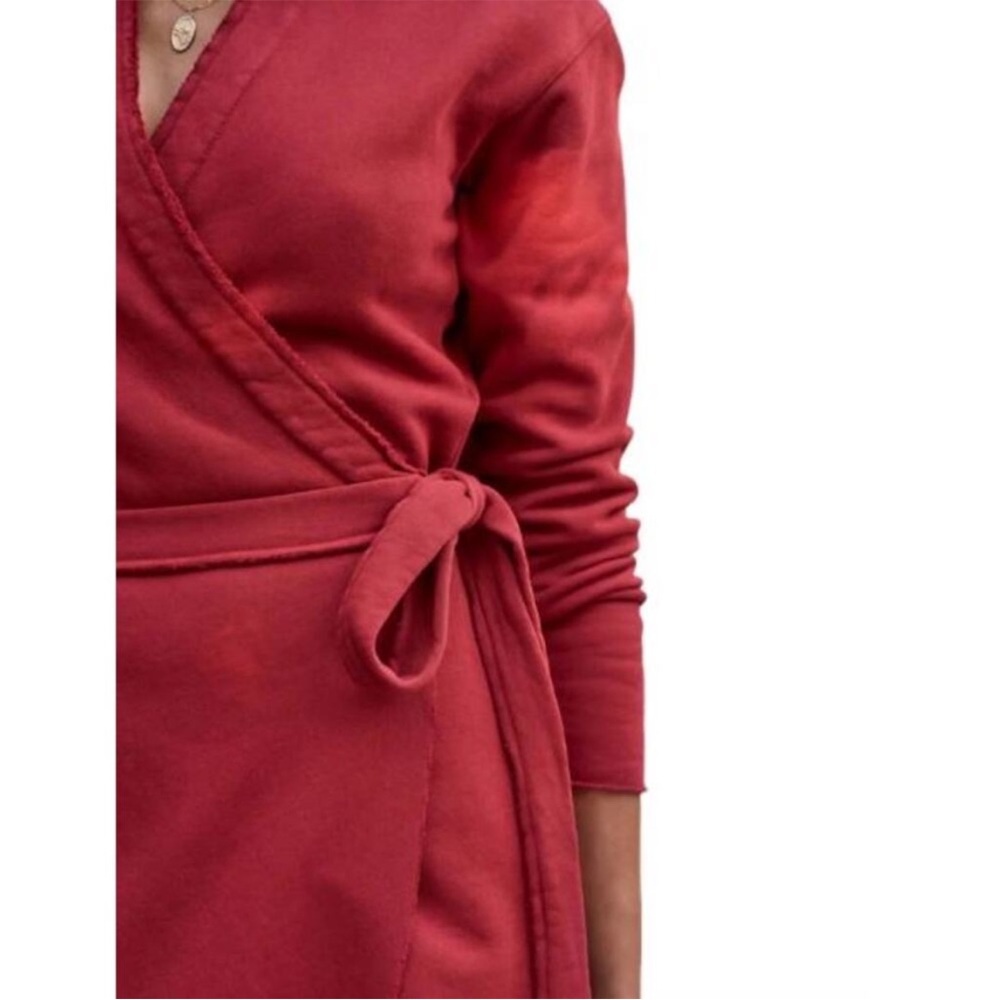 NWT Frank & Eileen Willa Long Sleeve Fleece Wrap Dress in Cranberry Sz L - Picture 4 of 9